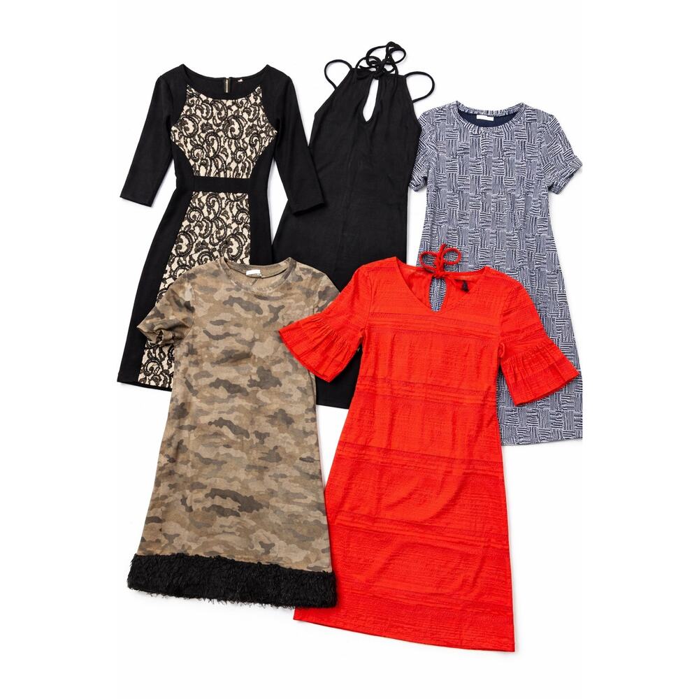 5 Dress Bundle Zara + J.Crew L/12 | Camo Ribbed‎ Lace Work Casual Lot